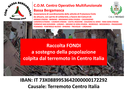 TERREMOTO – IL CONTO CORRENTE PER DONARE