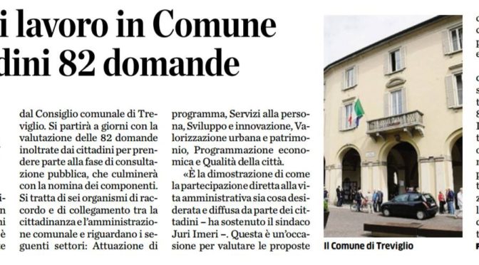 GRUPPI DI LAVORO: ENTRO FINE MESE L’AVVIO